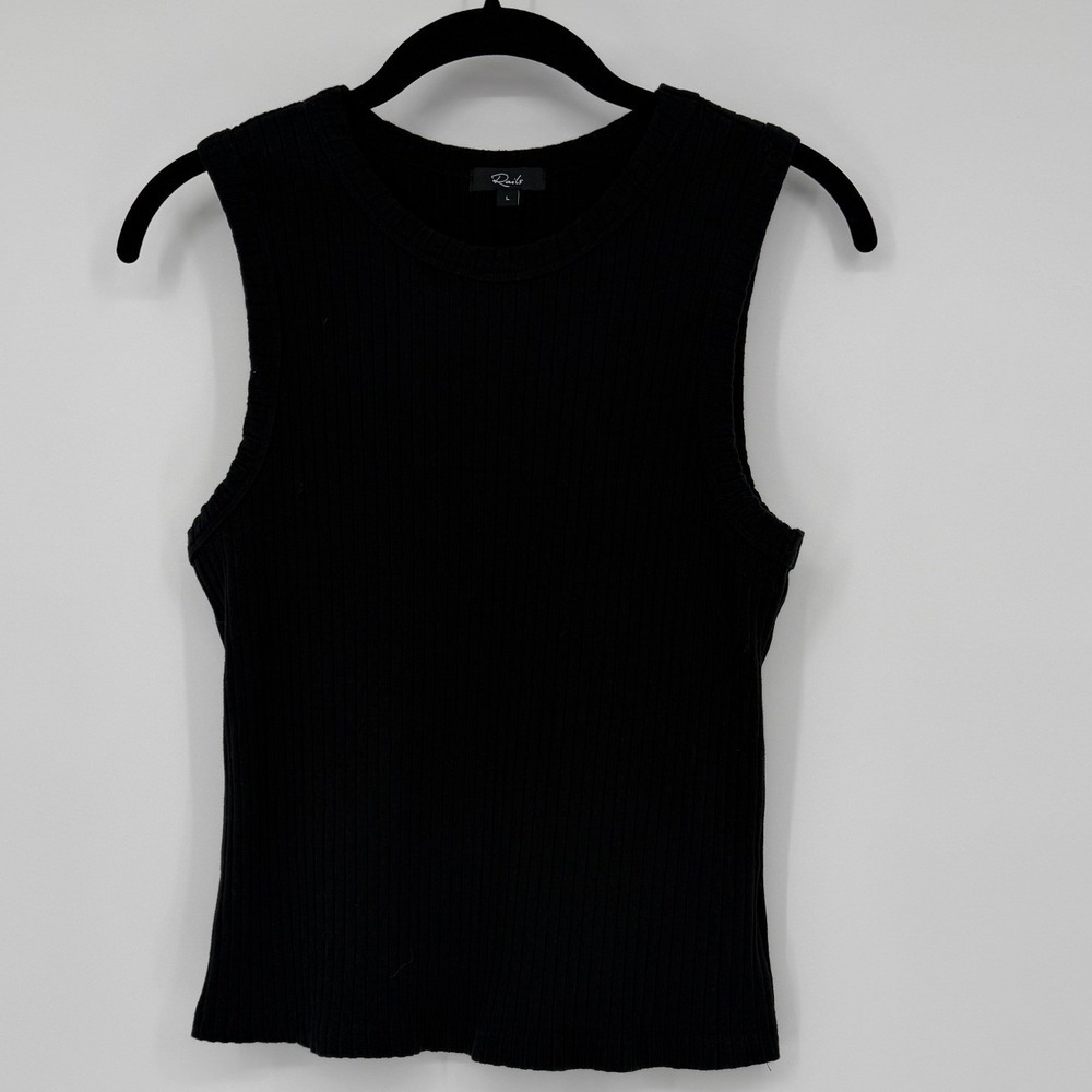 Rails The Racer Tank True Black Ribbed Crew Neck Sleeveless Top 800B-382A-4345 L